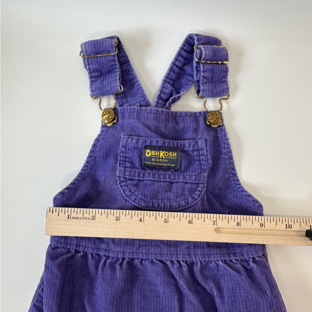 VTG OshKosh B’Gosh Girls Skirtall Purple Corduroy Overalls Toddler 4 Made in USA - Picture 7 of 8